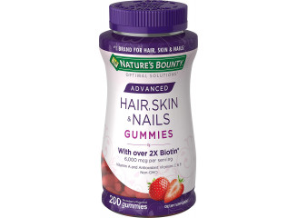 Nature's Bounty Suplemento em Balas Gummies Hair, Skin & Nails com 2X Biotin Sabor Morango (Tamanhos)