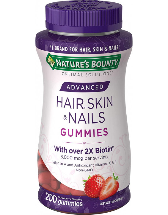 Nature's Bounty Suplemento em Balas Gummies Hair, Skin & Nails com 2X Biotin Sabor Morango (Tamanhos) Nature's Bounty Suplemento em Balas Gummies Hair, Skin & Nails com 2X Biotin Sabor Morango (Tamanhos)