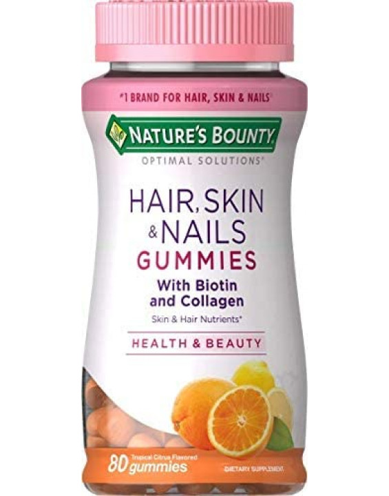 Nature's Bounty Suplemento em Balas Gummies Hair, Skin & Nails Sabor Laranja (Tamanhos)