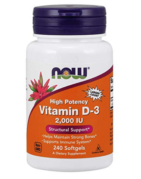 Now Foods Suplemento Vitamina D3 2.000 IU (240 Cápsulas)