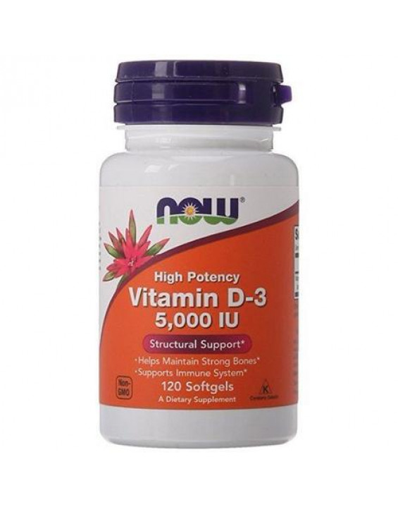 Now Foods Suplemento Vitamina D3 5.000 IU (120 Cápsulas)